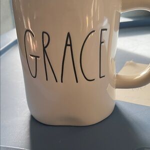 Grace White Ceramic Mug with Black Lettering